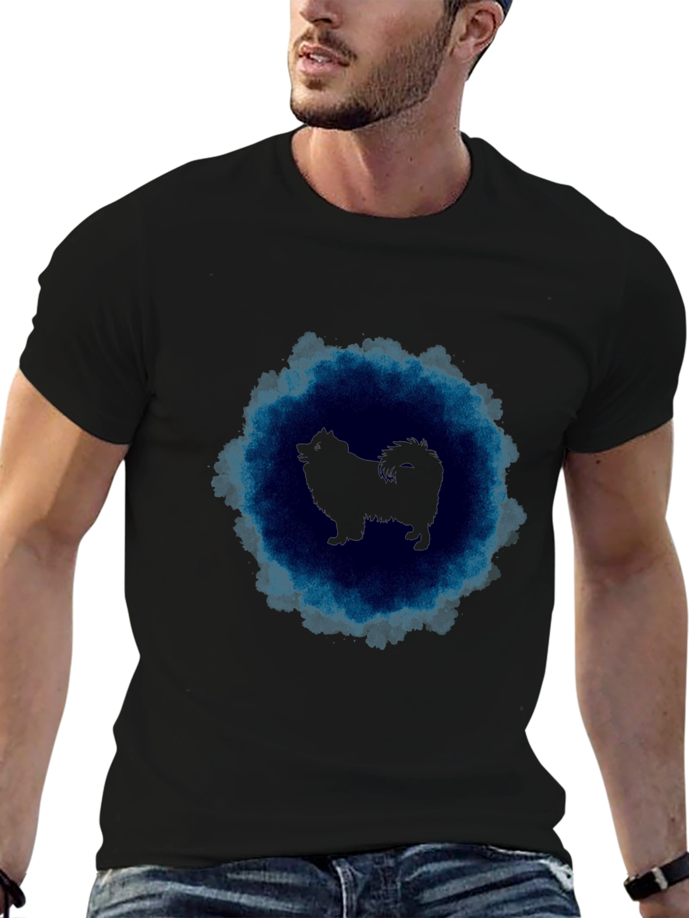 Dog Silhouette Graphic Black T-Shirt