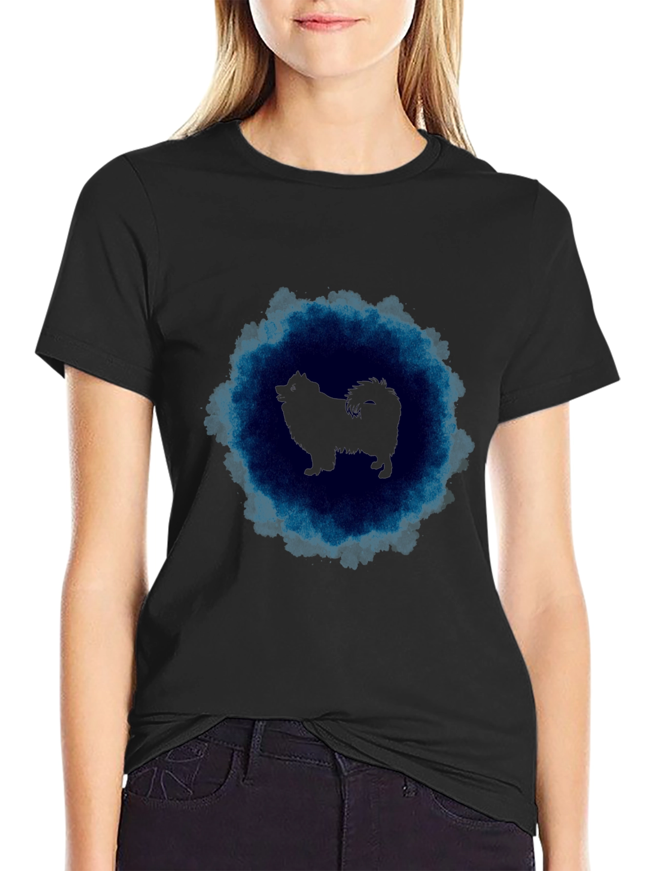 Dog Silhouette Graphic Black T-Shirt