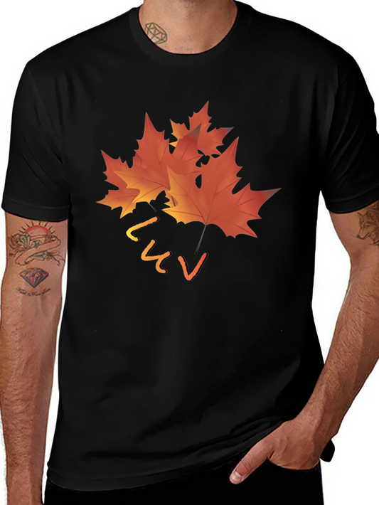 Autumn Leaves Graphic Black T-Shirt