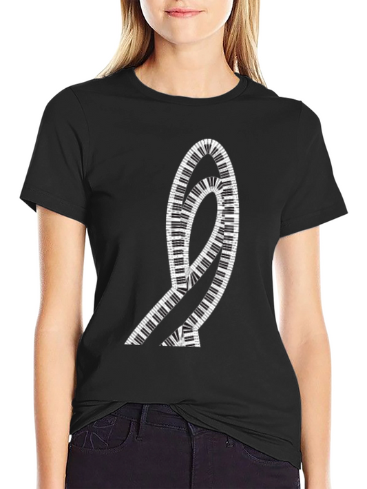 Piano Keys Graphic Tee - Black Cotton T-Shirt