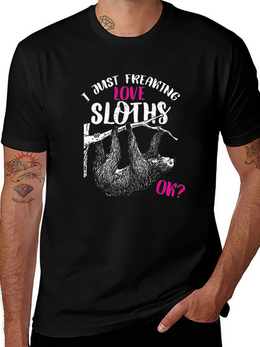 I Love Sloths Black T-Shirt