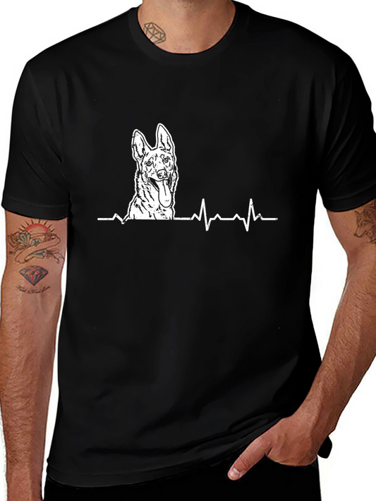 Dog Heartbeat T-Shirt - Black Casual Tee