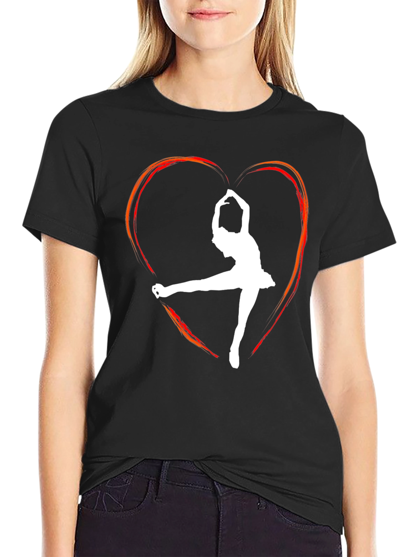Skater Heart Graphic T-Shirt - Black