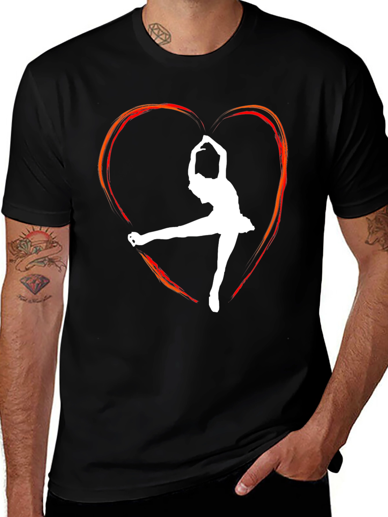 Skater Heart Graphic T-Shirt - Black