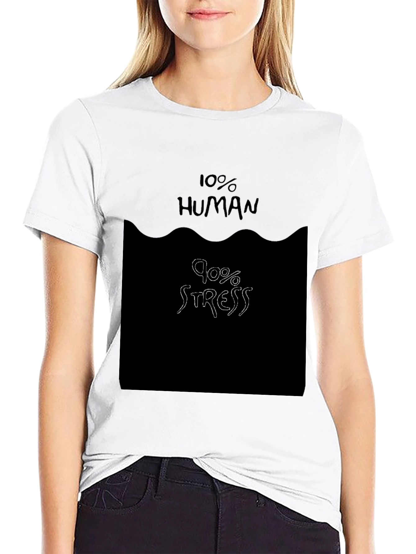 Funny 10% Human 90% Stress Black T-Shirt