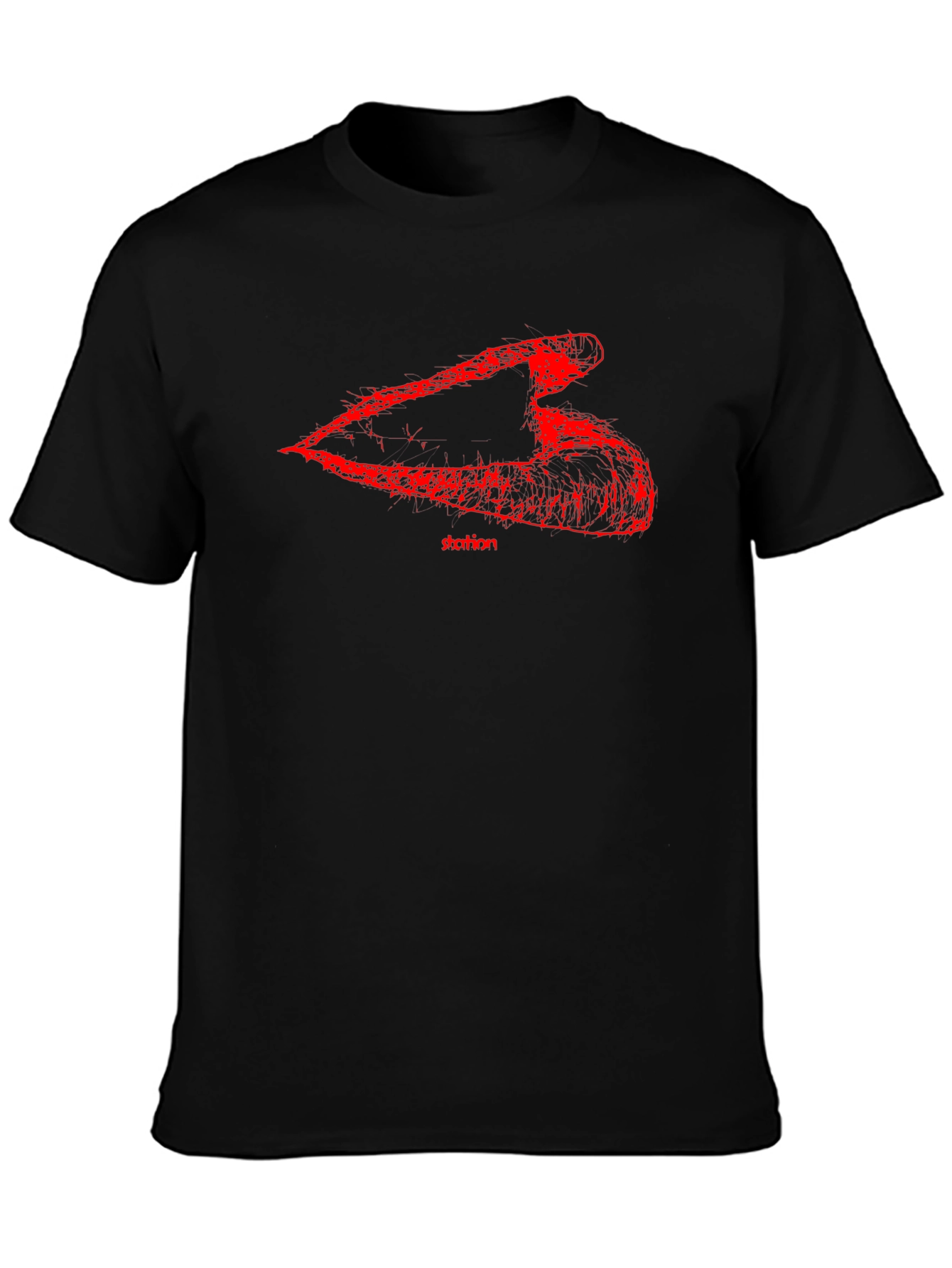 Mens Black T-Shirt with Abstract Red Graphic