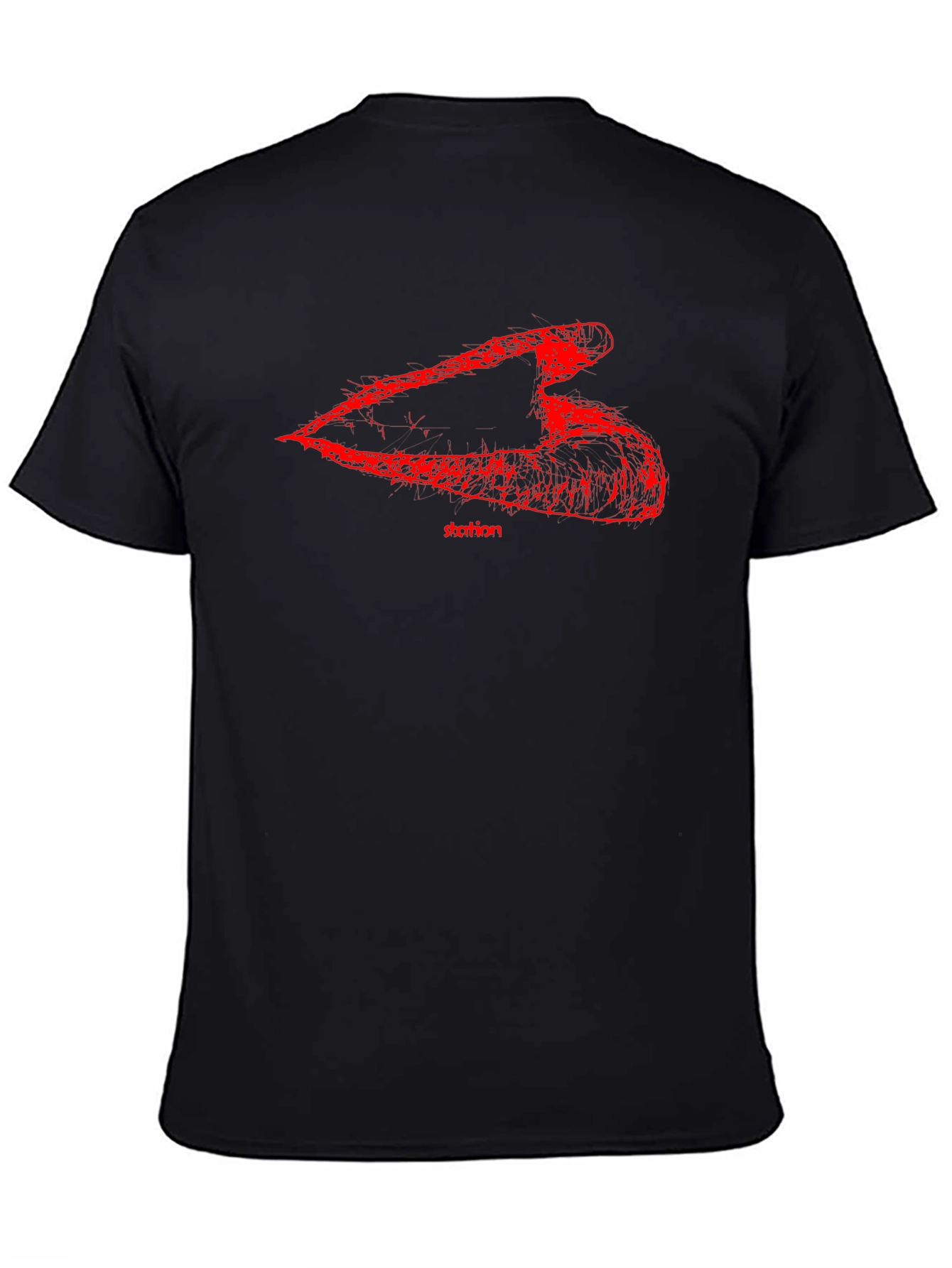 Mens Black T-Shirt with Abstract Red Graphic