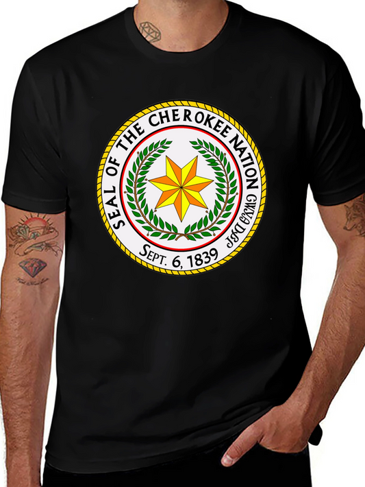 Cherokee Nation Seal T-Shirt - Black Cotton Tee