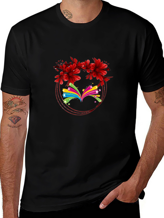 Floral Book Graphic Tee - Stylish Comfort