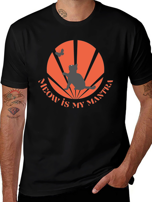 Meow Mantra Cat Graphic T-Shirt - Cool Design