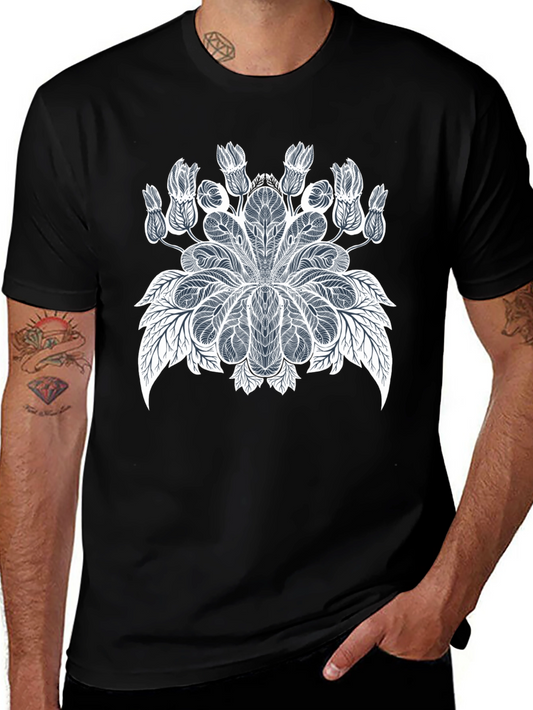 Floral Mandala Graphic Tee - Mens Black T-Shirt