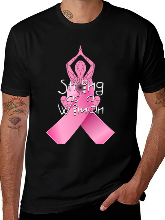 Strong as a Woman Breast Cancer Awareness T-Shirt