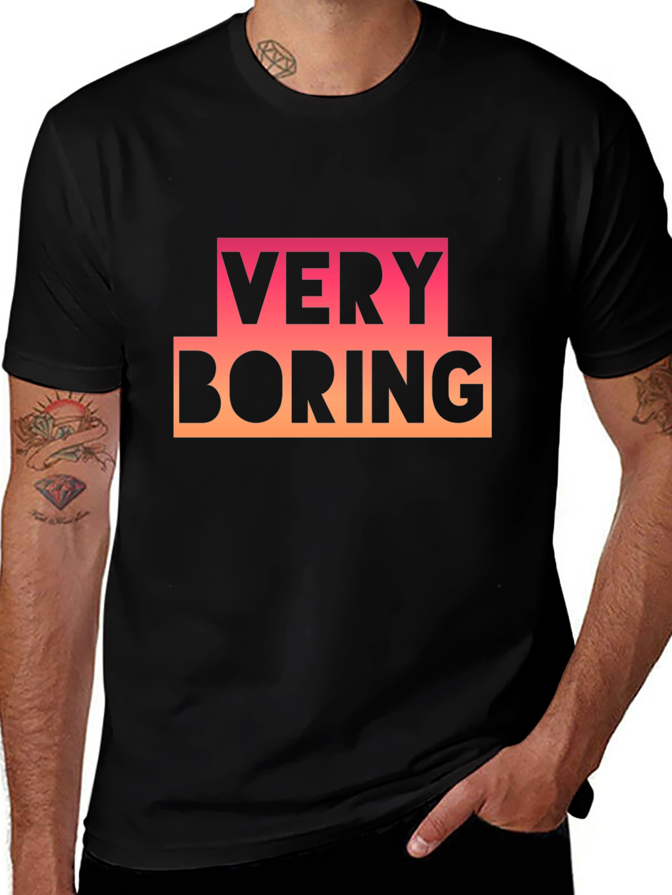 Very Boring Graphic Tee - Black Casual T-Shirt