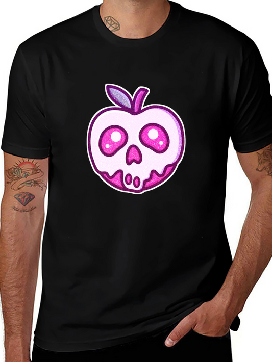 Apple Skull Graphic Tee - Edgy Black T-Shirt