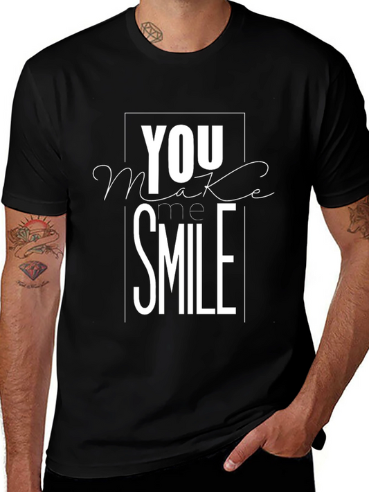 You Make Me Smile Graphic T-Shirt - Black Casual Tee