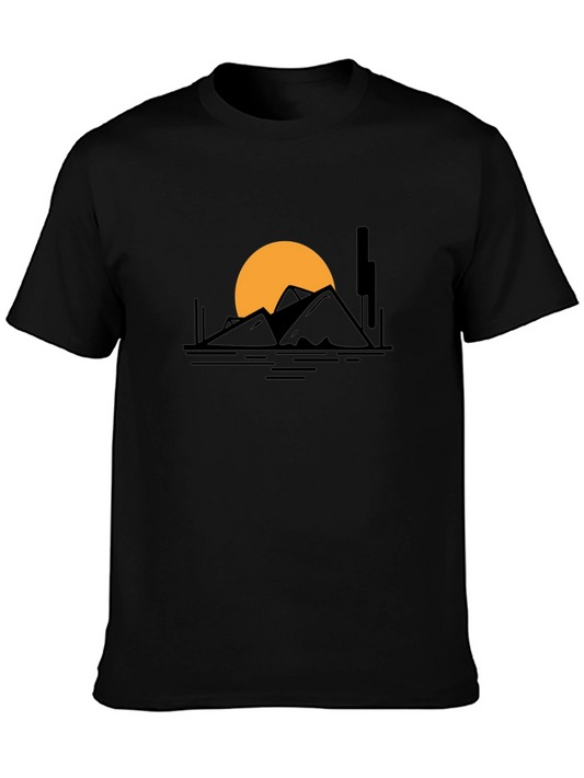 Sunset Mountain Graphic Tee - Classic Black T-Shirt