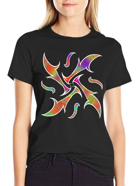 Abstract Graphic Print Black Tee