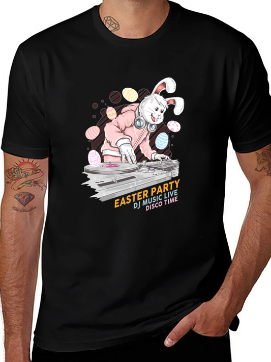 Easter Bunny DJ Black T-Shirt
