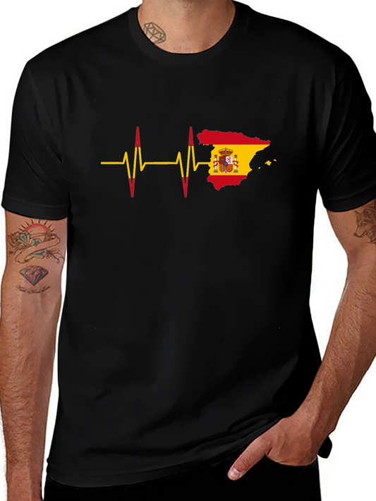 Spain Heartbeat T-Shirt - Black