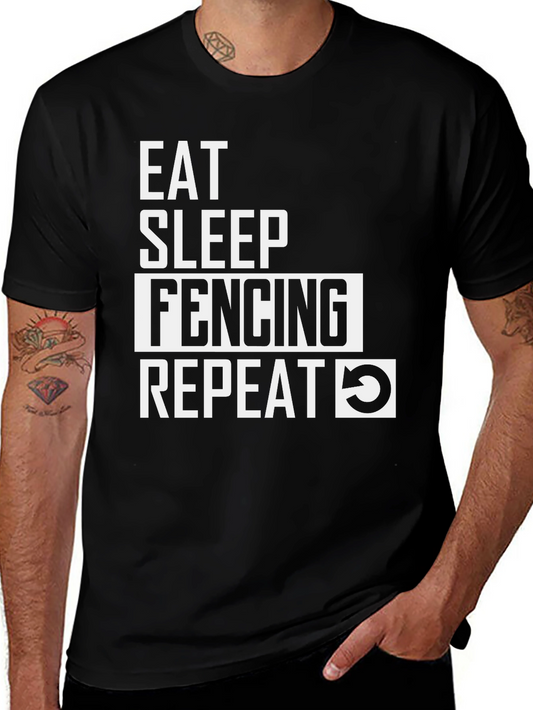 Eat Sleep Fencing Repeat T-Shirt - Black