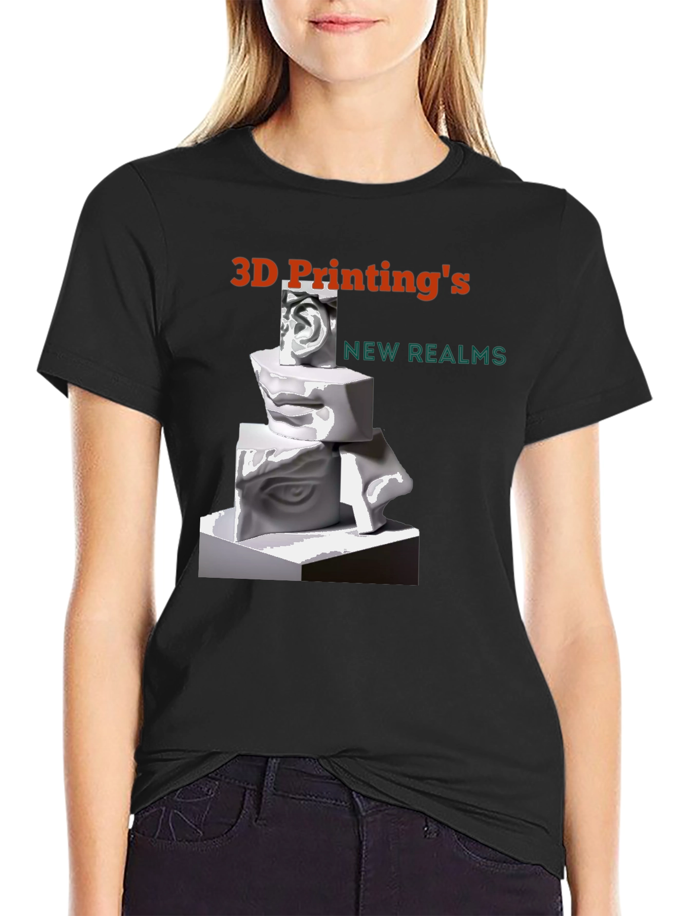 3D Printings New Realms Black T-Shirt