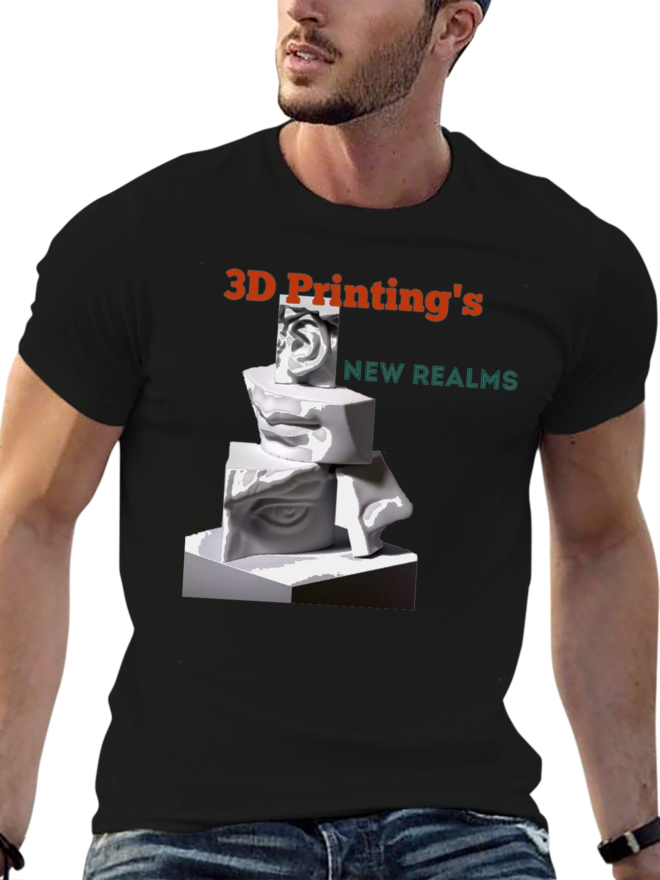 3D Printings New Realms Black T-Shirt
