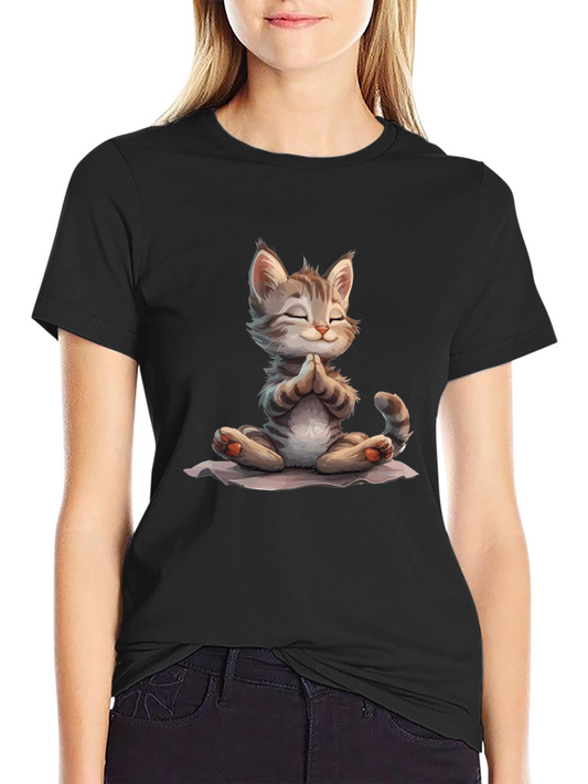 Zen Cat T-Shirt - Meditating Kitten Graphic Tee