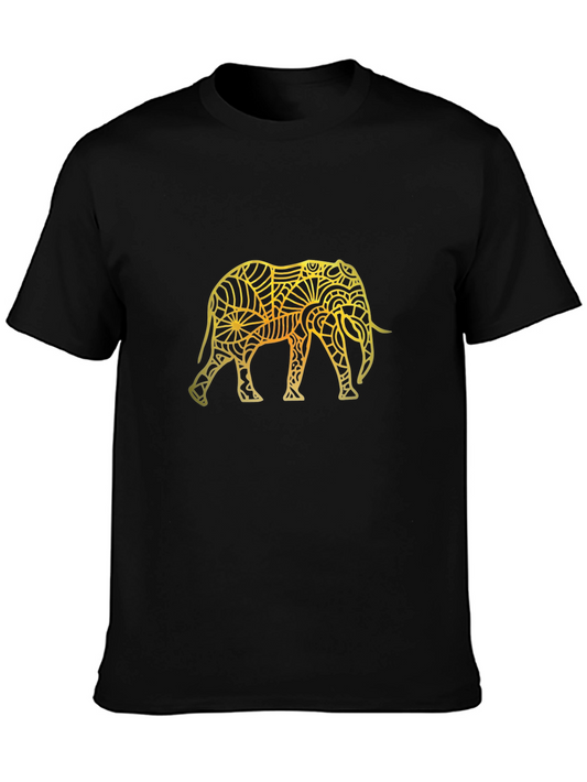 Elephant Mandala Graphic T-Shirt - Black