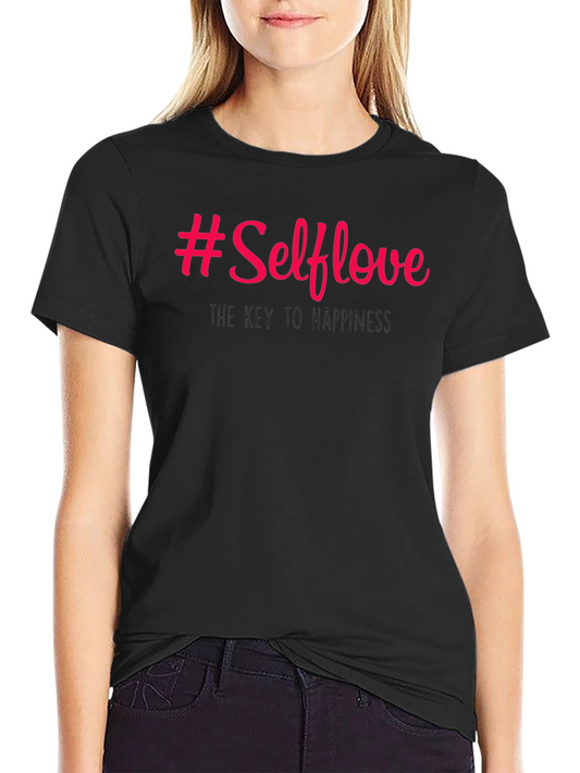 #Selflove T-Shirt - Black Crew Neck Short Sleeve Tee