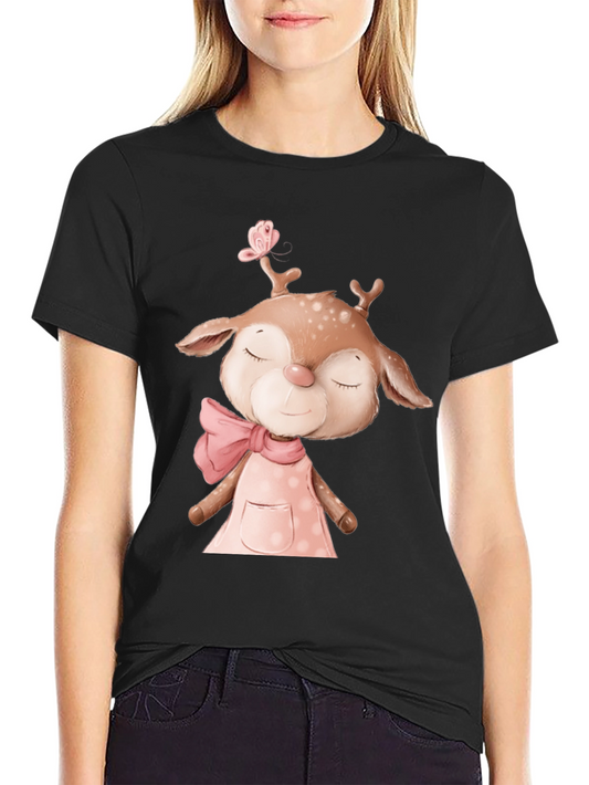 Cute Deer Graphic Tee - Soft Cotton Comfort