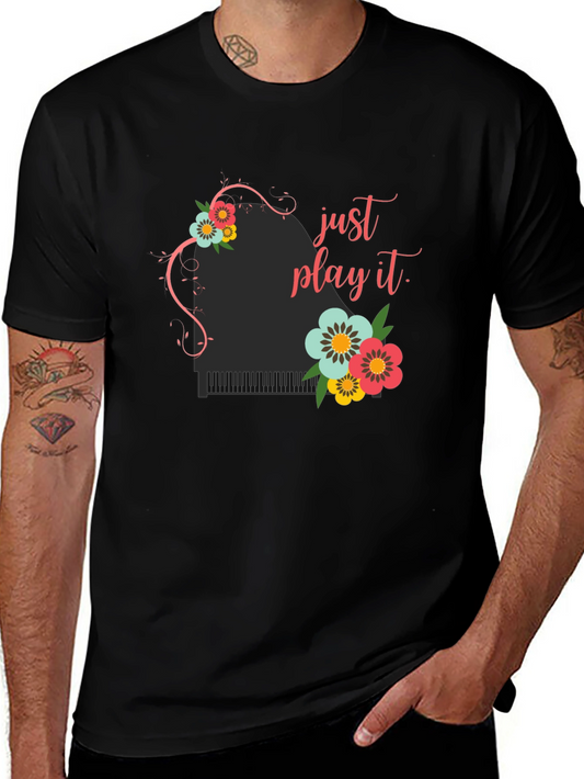 Just Play It Piano Floral Graphic Tee