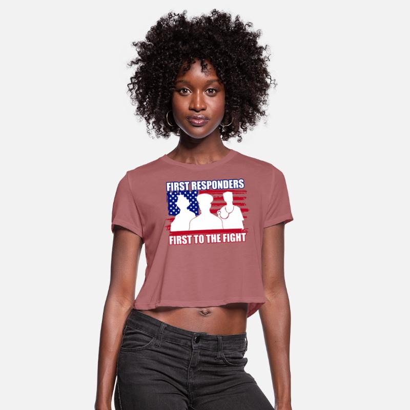 First Responders Silhouette Over USA Flag