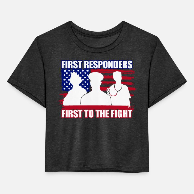First Responders Silhouette Over USA Flag
