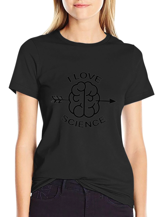 I Love Science Brain Arrow Black T-Shirt