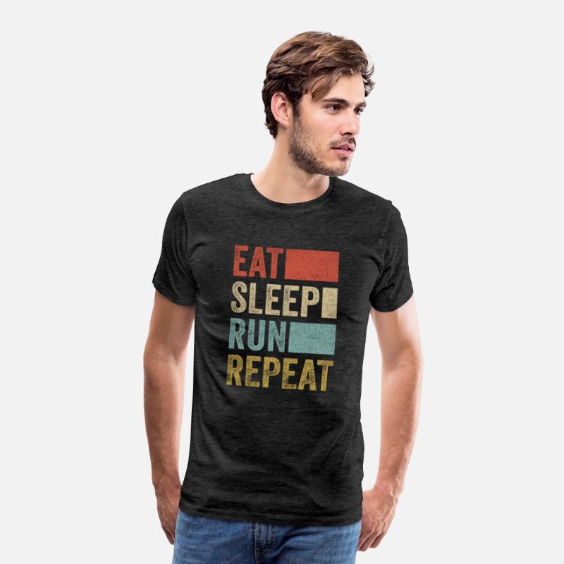 Funny Running Stuff Men Runner Retro Eat Sleep
