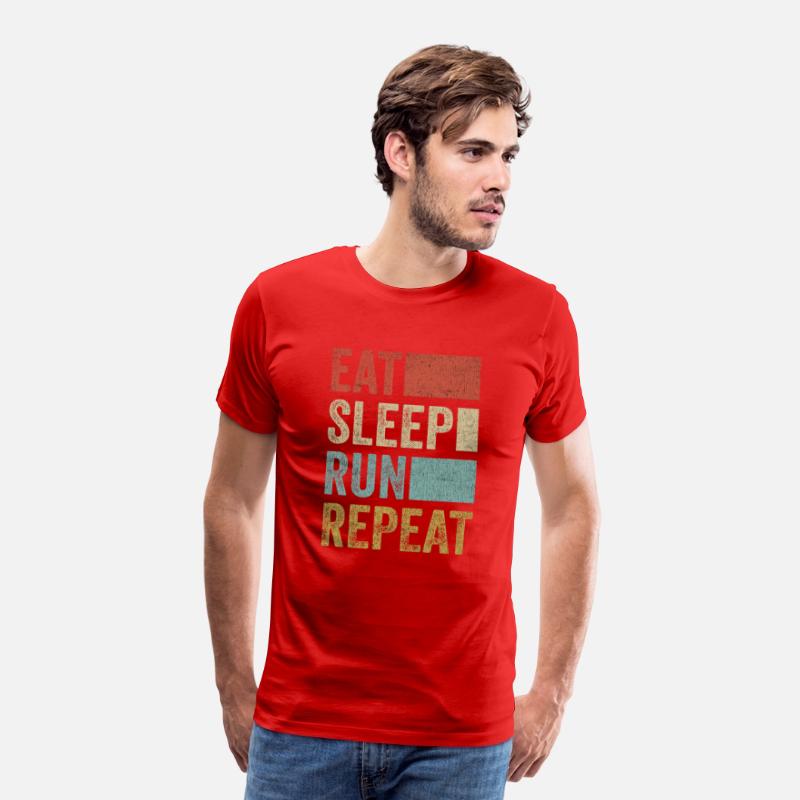 Funny Running Stuff Men Runner Retro Eat Sleep