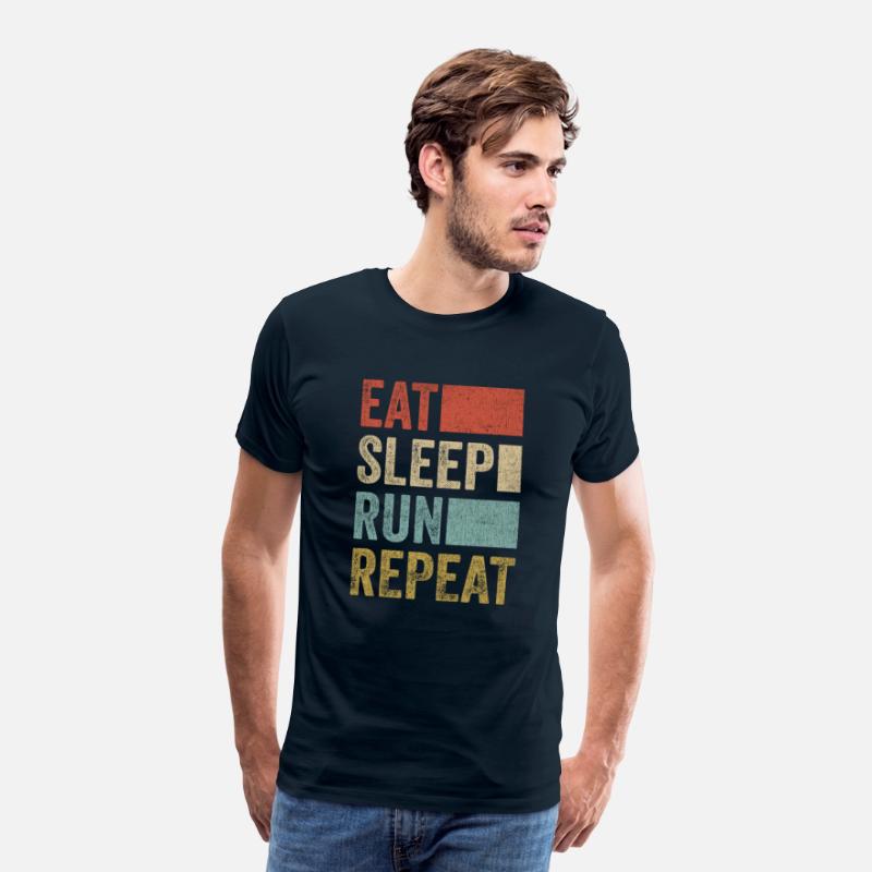 Funny Running Stuff Men Runner Retro Eat Sleep