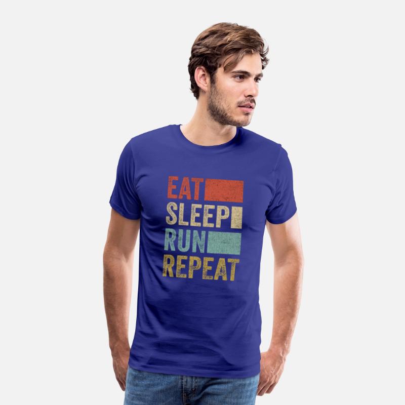 Funny Running Stuff Men Runner Retro Eat Sleep