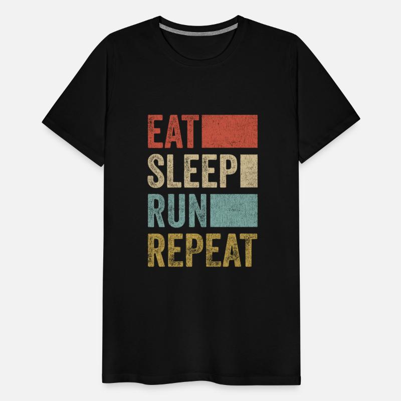Funny Running Stuff Men Runner Retro Eat Sleep