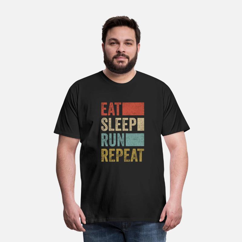 Funny Running Stuff Men Runner Retro Eat Sleep