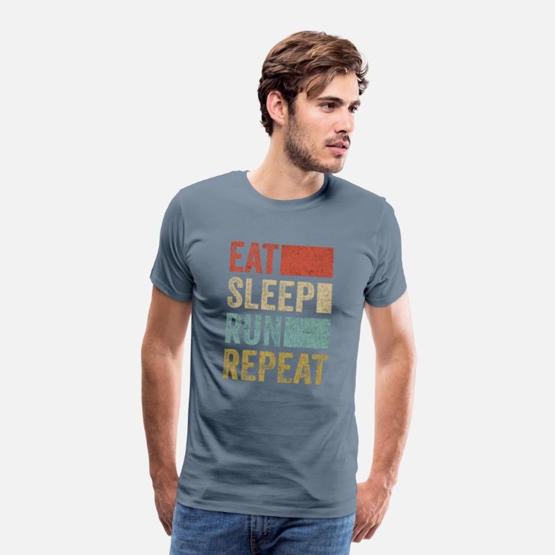 Funny Running Stuff Men Runner Retro Eat Sleep