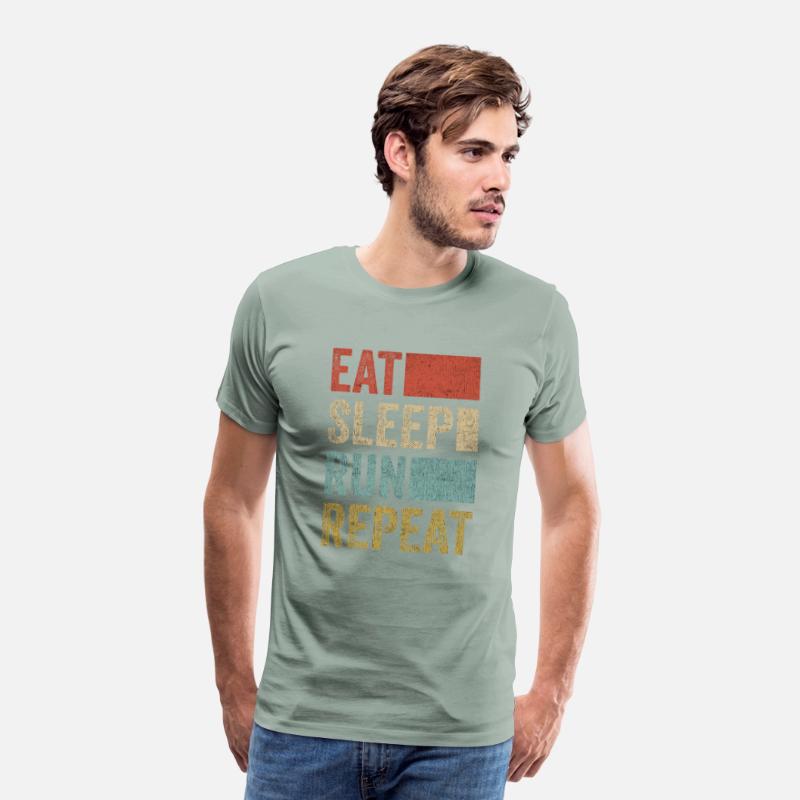 Funny Running Stuff Men Runner Retro Eat Sleep