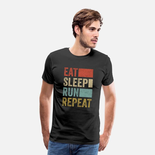 Funny Running Stuff Men Runner Retro Eat Sleep