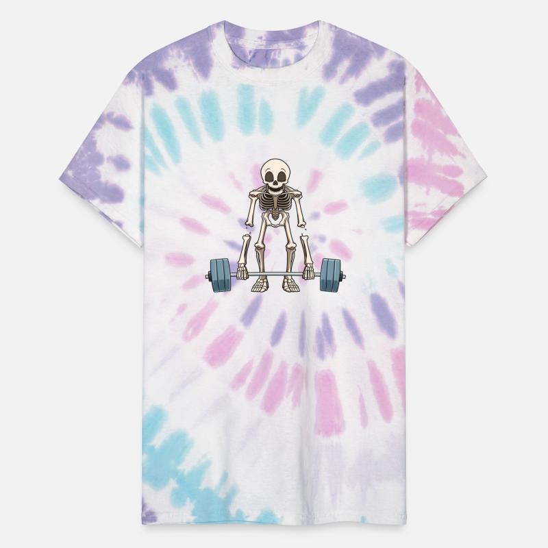 Funny skeleton weight lifting