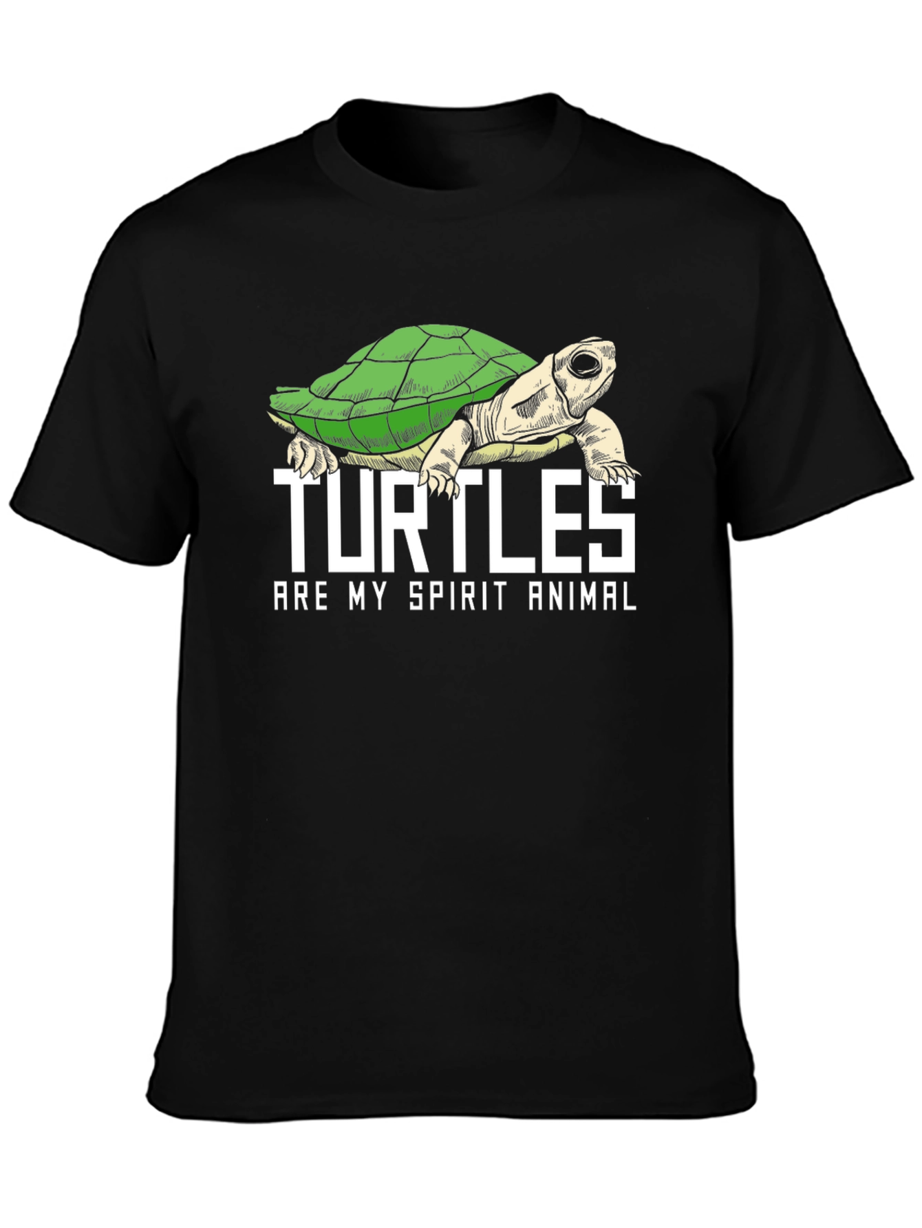 Turtle Spirit Animal Graphic Tee - Black Cotton Blend