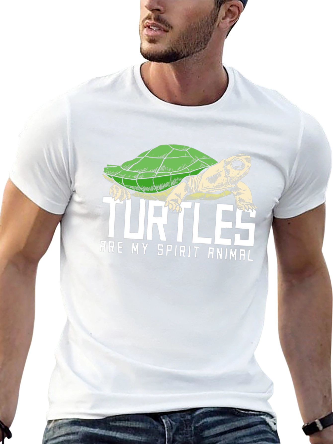 Turtle Spirit Animal Graphic Tee - Black Cotton Blend