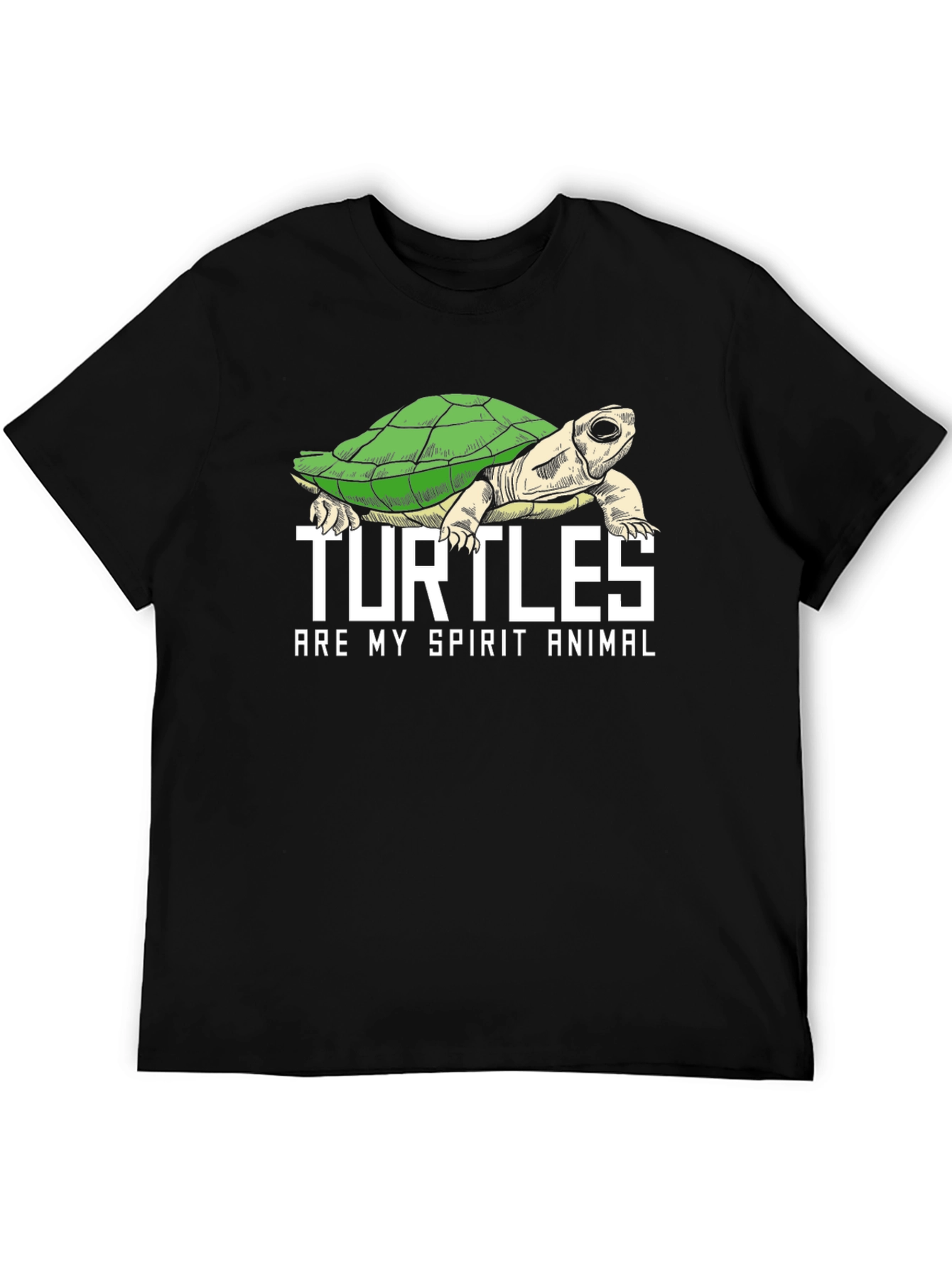 Turtle Spirit Animal Graphic Tee - Black Cotton Blend