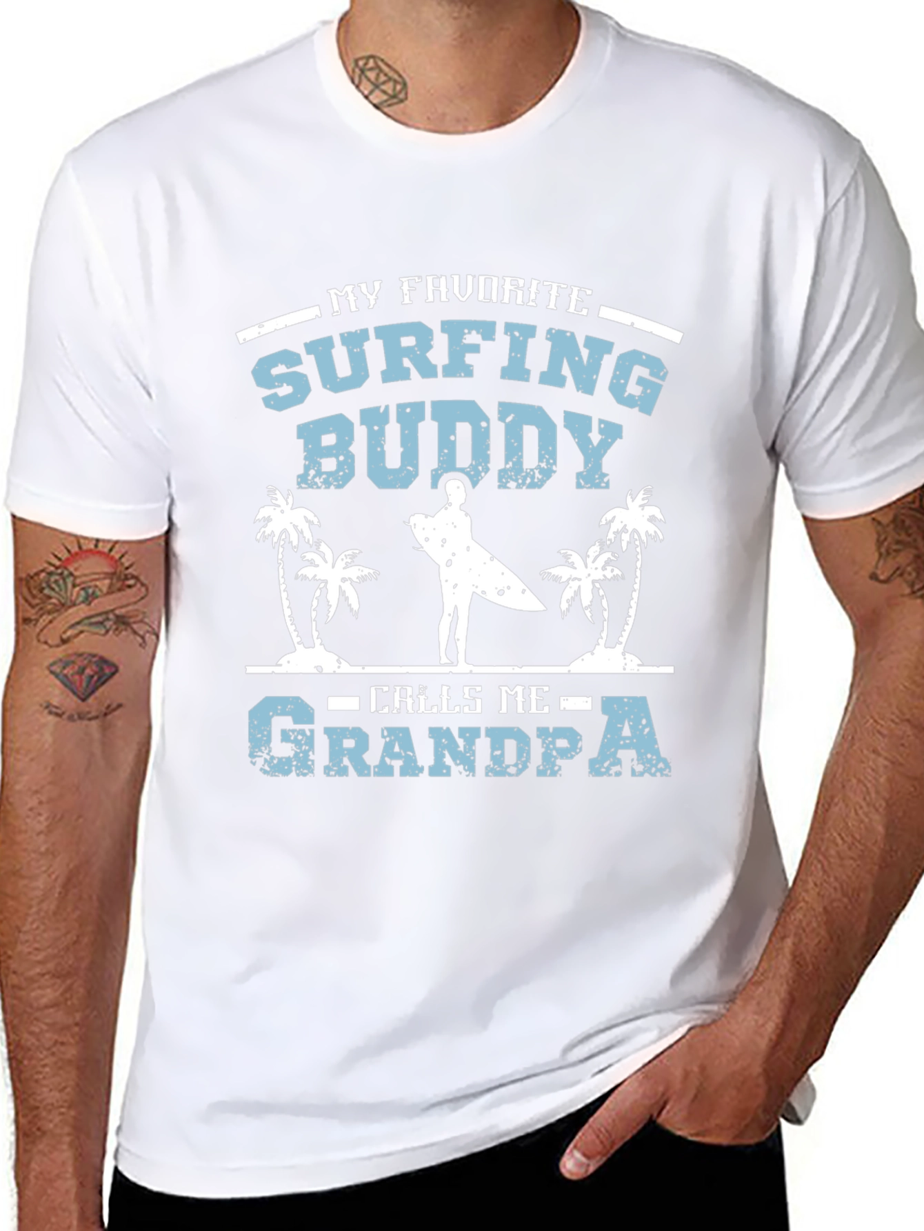 Surfing Buddy Grandpa T-Shirt