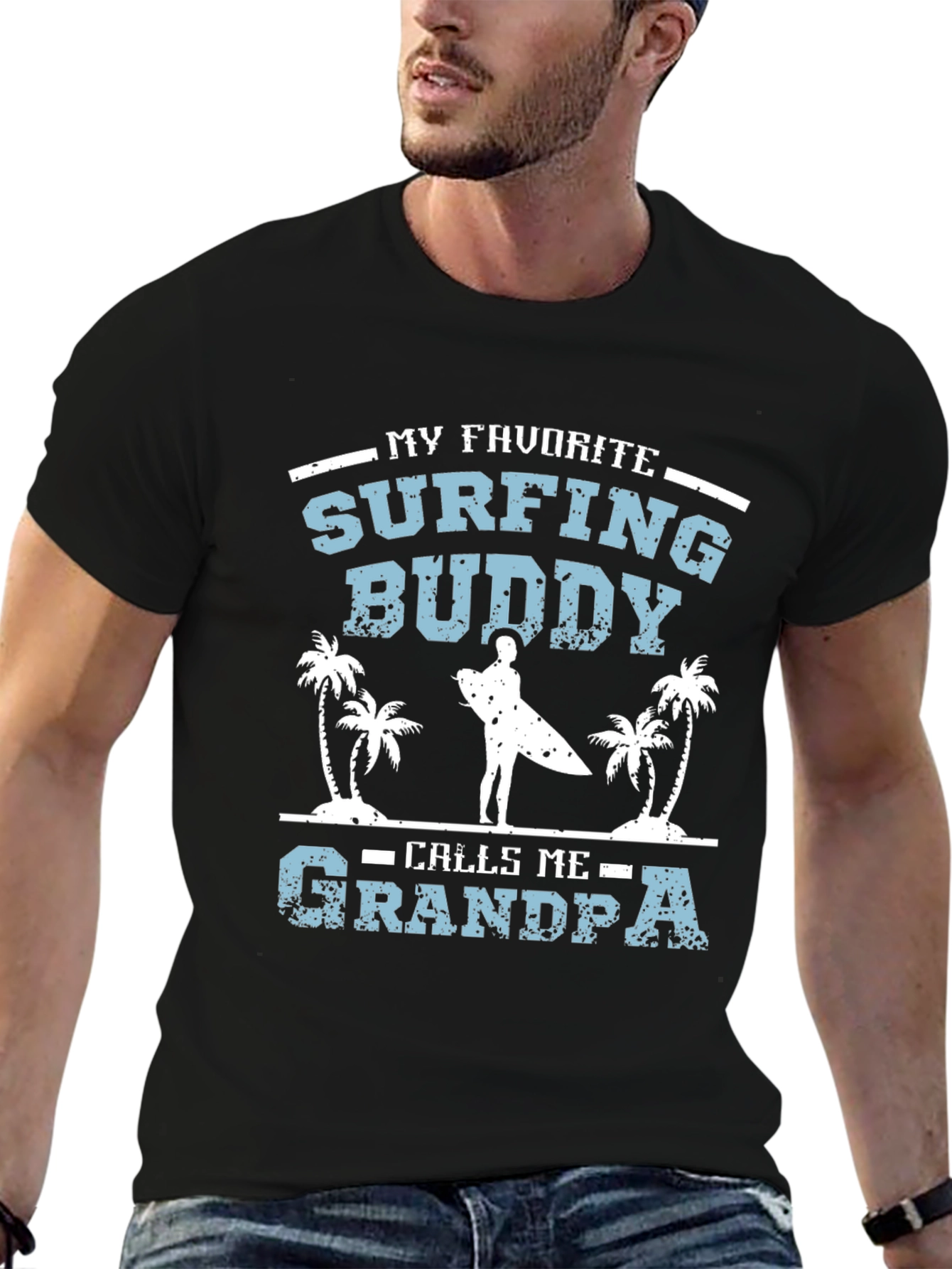 Surfing Buddy Grandpa T-Shirt