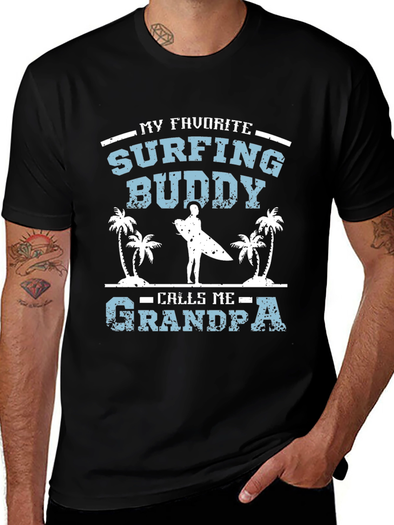 Surfing Buddy Grandpa T-Shirt